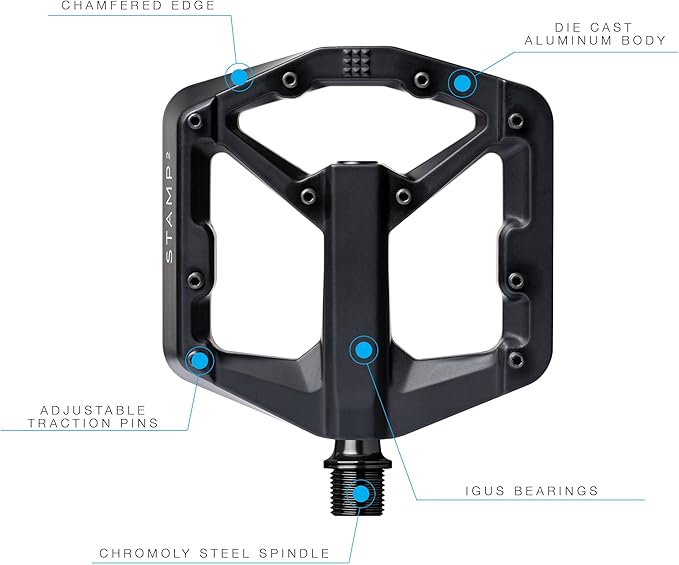 Crankbrothers Stamp Flat MTB Pedals - Size-Specific, Lightweight, Versatile, Durable Bike Pedals