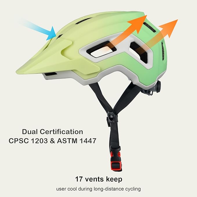 Bike Helmet for Adult & Youth, Lightweight MTB Helmet with Adjustable Visor for Mountain/Road Cycling, 2 Sizes for Men Women Boys Girls