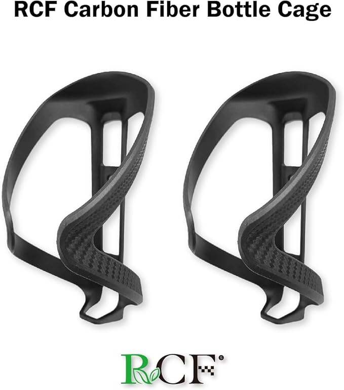 RCF Bike Bottle Cage – 100% Recycled Carbon Fiber, Ultra-Lightweight 0.95 oz, Highly Shock-Resistant Bike Water Bottle Holder for Road & Mountain Bikes (Set of 2)