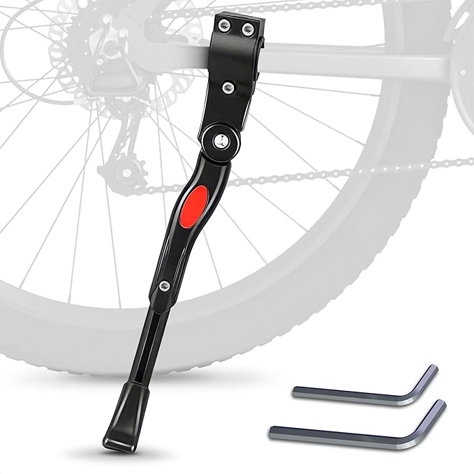 Adjustable Bike Kickstand for Adult Bike – Fits 22" 24" 26" Wheels, Aluminum Alloy, Easy to Install, Non-Slip Foot for Stability on Mountain, Road, Hybrid, Commuter Bikes, Daily & Long-Distance Rides