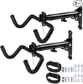 Cyfie Bike Wall Mount Garage Rack, Adjustable Horizontal Bike Storage Hanger Hooks with Wheel Stabilizer Strap, Indoor Hanging Bicycle Holder in Apartment Garage for Mountain Road Hybrid Bike (2 Pack)