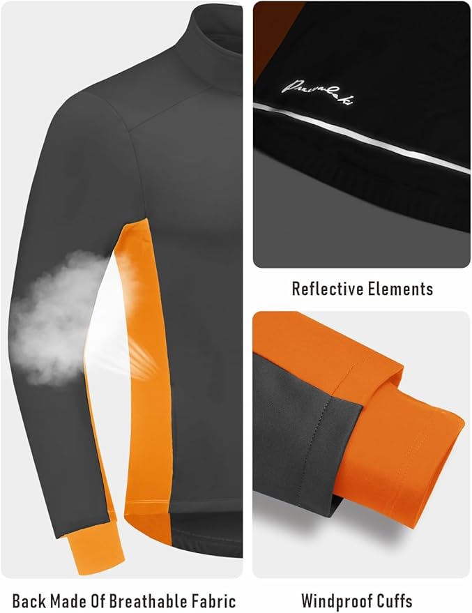 Przewalski Cycling Bike Jackets for Men Winter Thermal Running Jacket Windproof Breathable Reflective Softshell Windbreaker