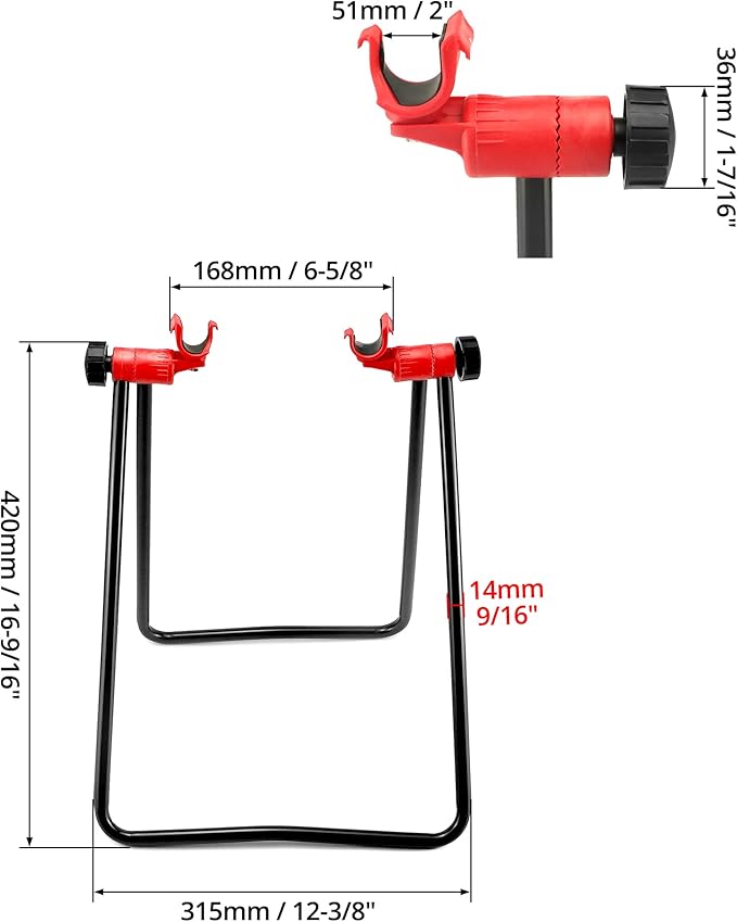 QWORK Bicycle Floor Stand 2 Pack – Foldable Steel Repair & Storage Rack for Road, MTB & Hybrid Bikes