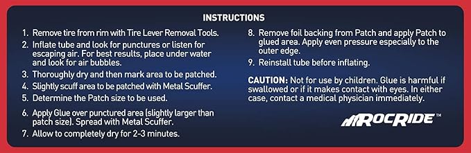 RocRide 16-PC Inner Tube Patch Bicycle Repair Kit. Also for Inflatable Dinghies, ATVs, BMX and Motorcycles.