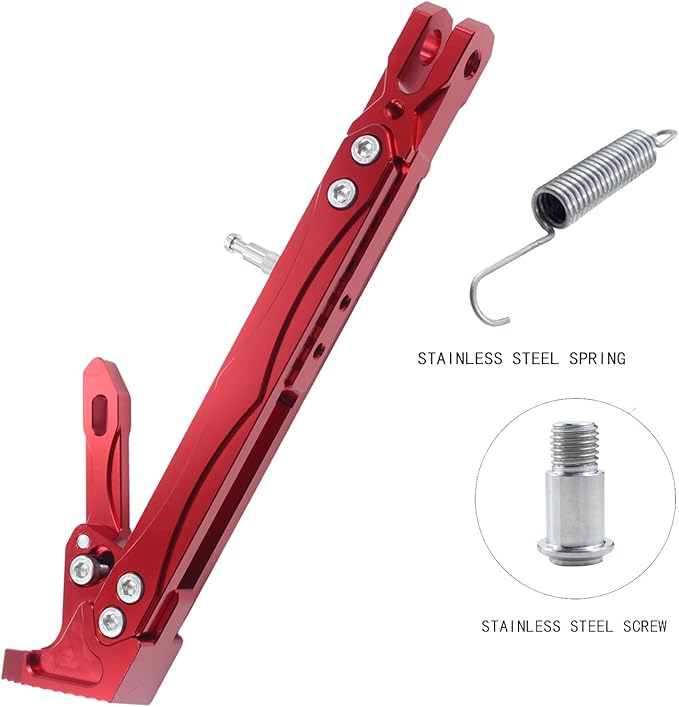 Universal Motorcycle Kickstand Adjustable Foot Side Support Parking Kickstand for Electric Motorbike Parking Foot Side Support Stand (Red 260-300)