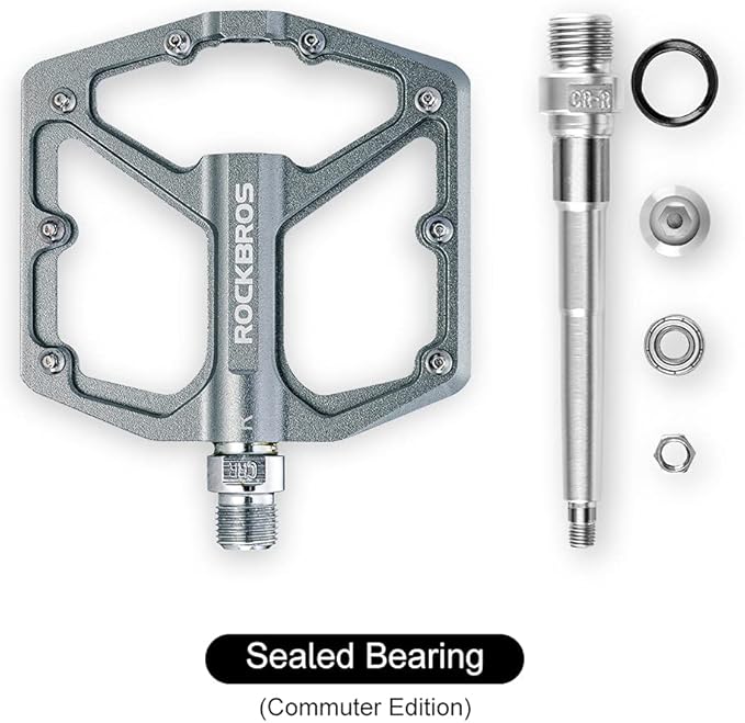 ROCKBROS Mountain Bike Pedals MTB Pedals Bicycle Flat Pedals Aluminum 9/16" Sealed Bearing Lightweight Platform for Road Mountain BMX MTB Bike