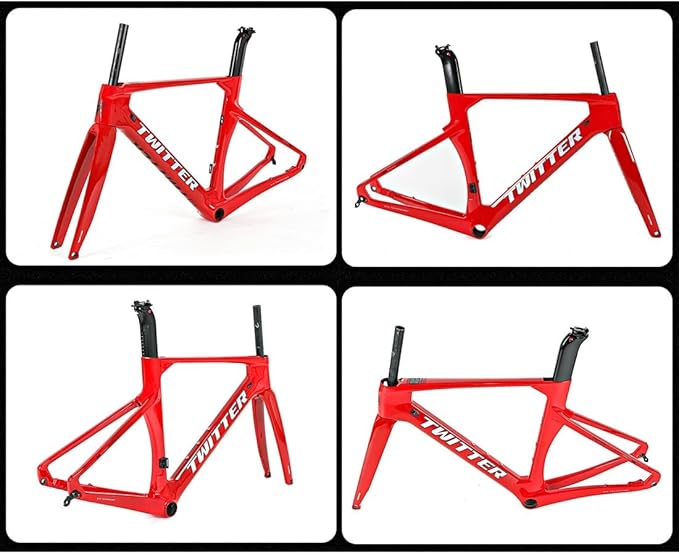 700C Carbon Road Bike Frameset 46/48/50/52/54/56cm Racing Frame Disc Brake 100mm/142mm Thru Axle Frame 90x420mm Handlebar Internal Routing(Orange,46CM)