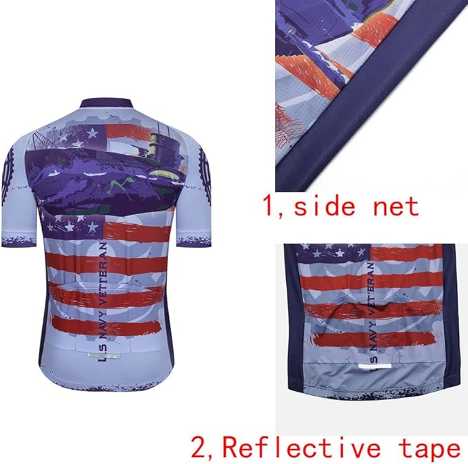 Men Cycling Jersey Set Cycle Short Sleeve Shirt and 3D Cushion Shorts Padded Suit Biking Top