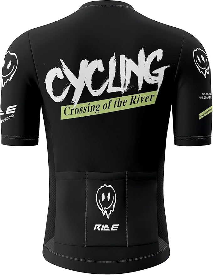 Men's Cycling Jersey Short Sleeve Breathable Quick Dry Bike Shirt Lightweight MTB Road Bicycle Jersey Full Zip 3 Rear Pockets