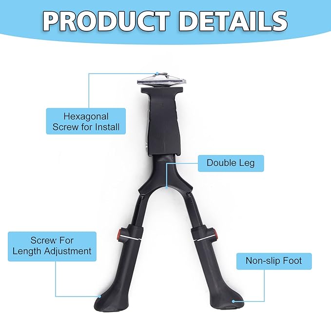 WEEROCK Adjustable Height Bike Kickstand Aluminium Alloy Double Leg Kick stand Fits For 24/26/28 Inch Single Speed Bicycles