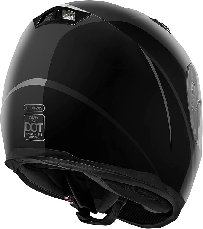 VCAN VX Lightweight Full Face Motorcycle Street Bike Helmet with Extra Tinted Visor, Coolmax Technology & OTG Ready, DOT Approved