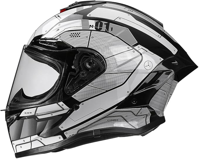 Full-face Helmet Biker Helmet ABS with EPS Cushion Liner Removable Washable 8 Air Vent Free Switch Long and Short Lens Replacement for Adult Unisex