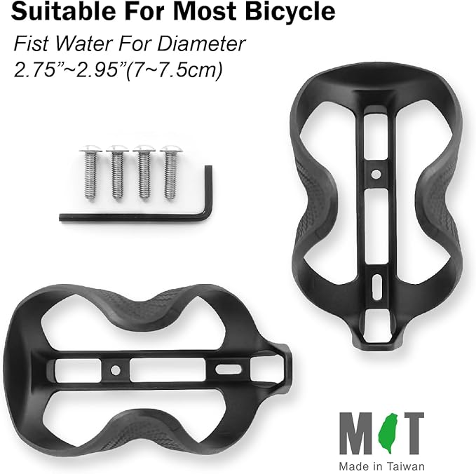 RCF Bike Bottle Cage – 100% Recycled Carbon Fiber, Ultra-Lightweight 0.95 oz, Highly Shock-Resistant Bike Water Bottle Holder for Road & Mountain Bikes (Set of 2)