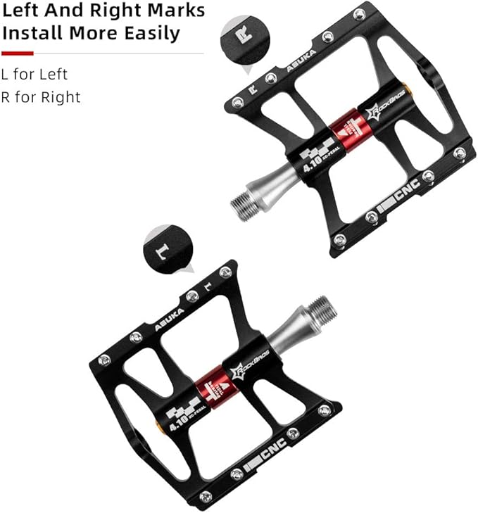 ROCKBROS 4 Bearings Mountain Bike Pedals MTB Padals Platform Flat Bike Pedals Aluminum Alloy 9/16"