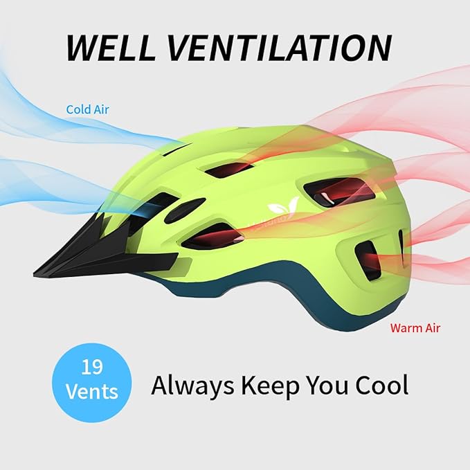 Bike Helmet for Adults, Lightweight Mountain Bicycle Helmet with USB Rechargeable LED Rear Light, Removable Sun Visor for Women, Men, Suitable for Cycling and Commuting