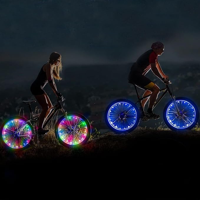 Activ Life 2-Tire Pack LED Bike Wheel Lights with Batteries Included, Get 100% Brighter and Visible from All Angles for Ultimate Safety and Style