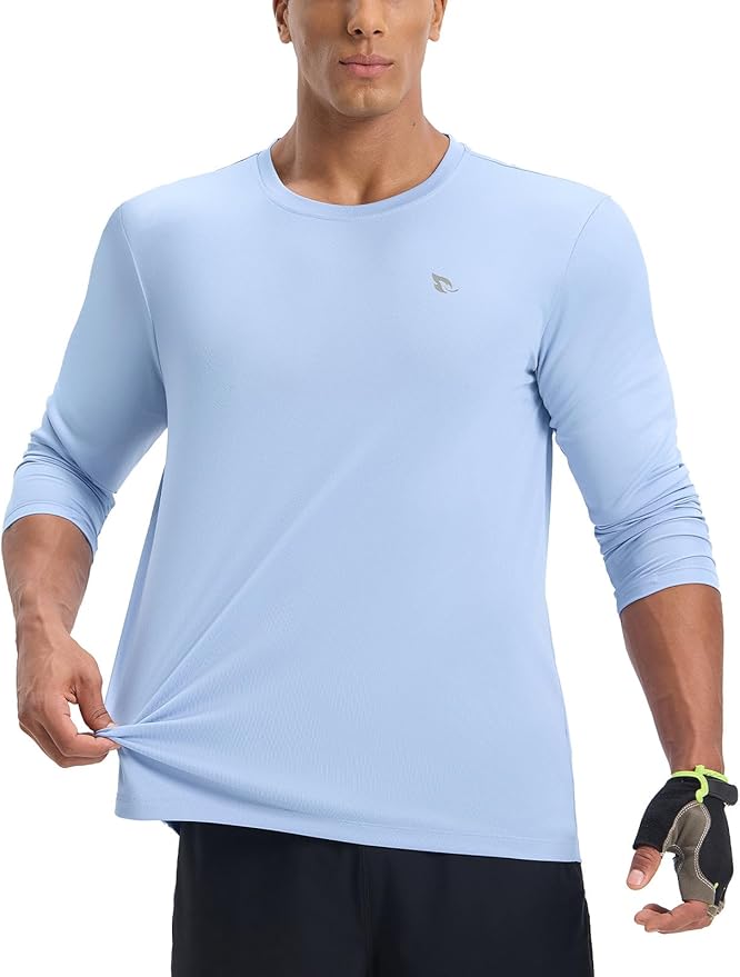 baleaf Men's Mountain Bike Shirts Long Sleeve Loose-fit Cycling Jersey Zipper Pocket UPF 50+ Workout Hiking Athletic Running