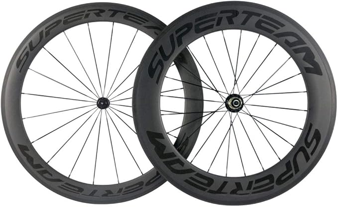 Superteam 700c Carbon Bicycle Wheel Front 60mm Rear 88mm Clincher Wheelset with Transparent Decal