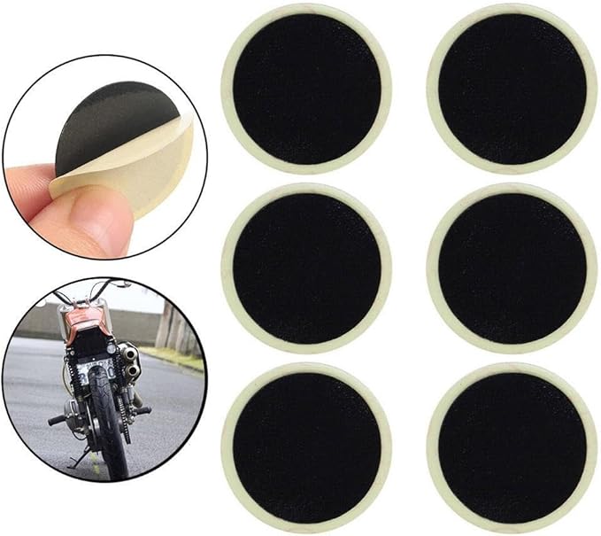 24Pcs Black Bike Tire Patch Kit,Glueless Bike Repair Patch, Round Bike Tube Patches, Bike Inner Tube Repair Kit, Bike Patch Kit for Road and Mountain Bikes Tire Repair Kits, Cycling Tires Tubes