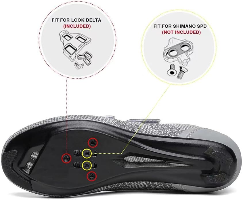 Unisex Road Bike Cycling Shoes Compatible with Peloton Shimano SPD Bike Riding Shoes for Men Women, 3 Straps, Pre-Installed Delta Cleats for Indoor Outdoor Cycling Biking