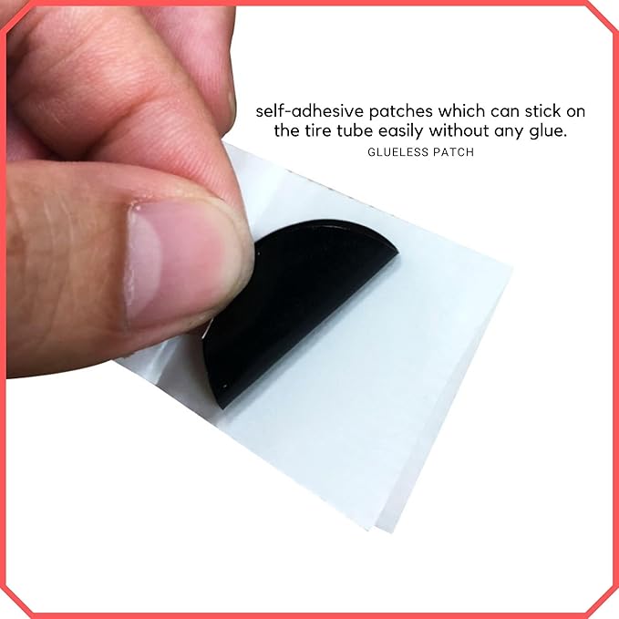 PAX 14 Pcs Glueless Bike Tire Patch Kit (2 Packs), 24mm (0.94 Inch) Round, Lightweight Pre-Glued Self-Adhesive Puncture Repair for Inner Tube, Instant Flat Fix for Road, Mountain, BMX