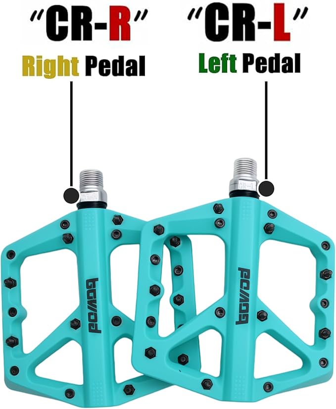 MTB Pedals Large Mountain Bike Pedals, Lightweight Nylon Fiber Composite Bicycle Platform Pedals, Grippy Pedals w 18 Pins, Cr-Mo Spindle fit w 2 Bearings, Clipless Pedals for BMX MTB Bike 9/16"