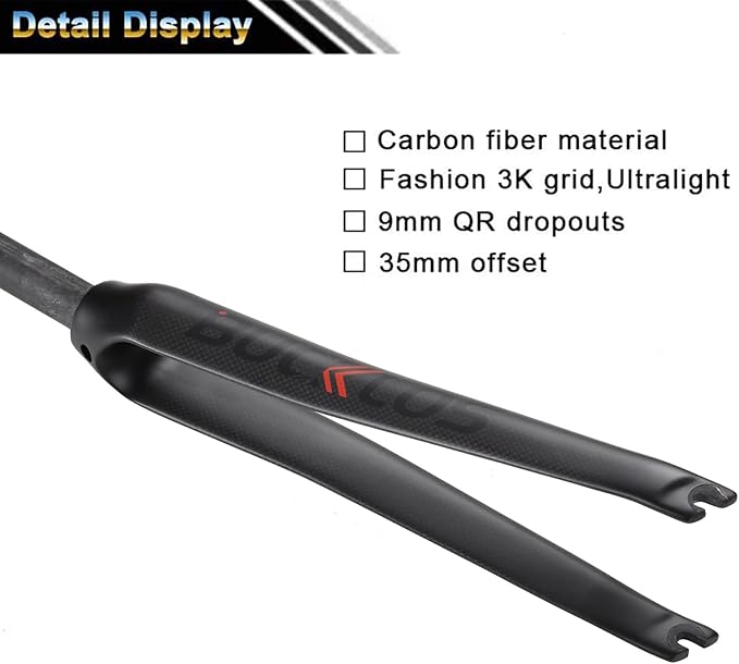 BUCKLOS 700c Carbon Fiber Rigid Matte Road Bike Fork & Bike Fork Star Nut Setting Install Tool with Star Nuts Introductory Version