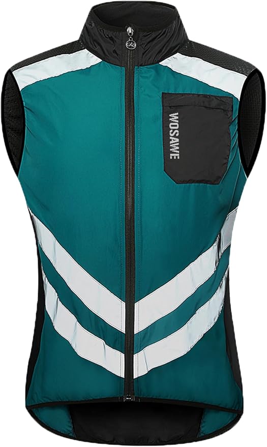 WOSAWE Men's High Visibility Cycling Wind Jacket Water Resistance Reflective Windbreaker