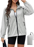 PITINAN Lightweight Rain Jacket Women Packable Wind Breaker Light Rain Jacket Women Waterproof Travel Raincoat S-XXL