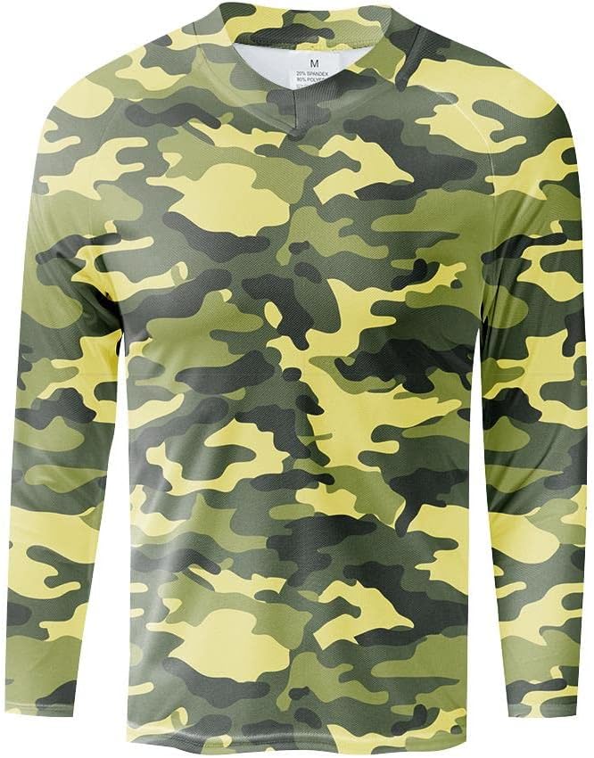 Men's MTB Shirt Long Sleeve Off-Road Motocross Cycling Jersey Mountain Bike Shirts Quick-Dry Moisture Wicking