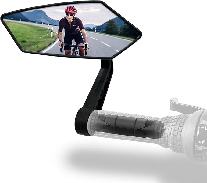 Bike Mirror, HD Glass Bicycle Mirrors for Handlebar Mount, Adjustable Bar End Bike Rear View Mirror, Scratch Resistant Handlebar Mirrors for E-bike, Mountain Bike & Scooter (Left 0.59-0.78")