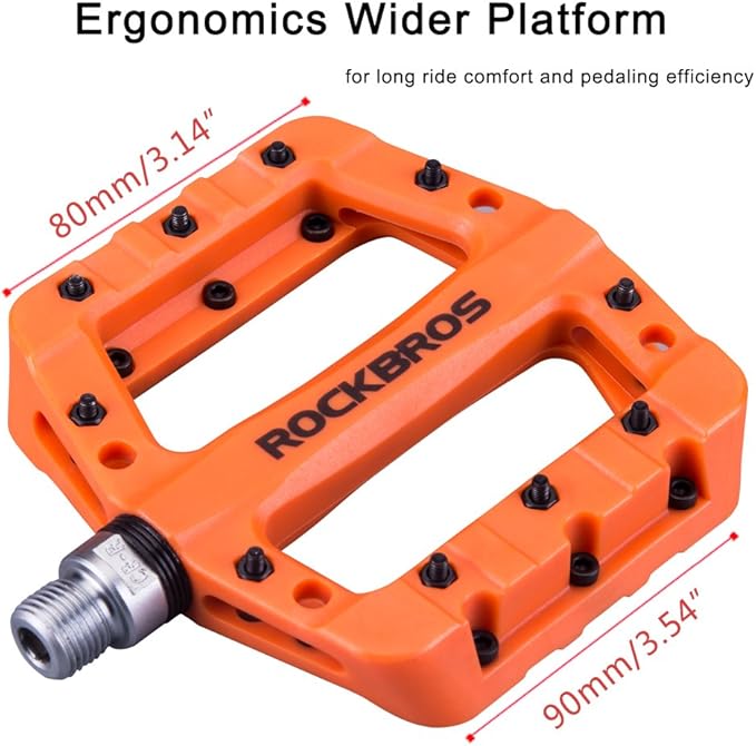 ROCKBROS MTB Pedals Mountain Bike Pedals Lightweight Nylon Fiber Bicycle Platform Pedals for BMX MTB 9/16"