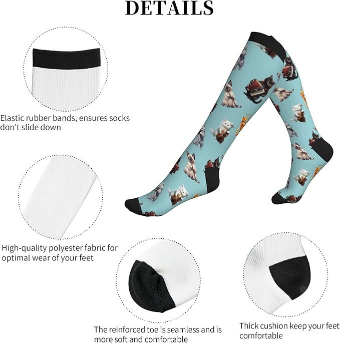 bassyil Compression Socks for Women & Men Circulation 15-20 mmHg Knee High Best Support for Nurses Travel Running Athletic
