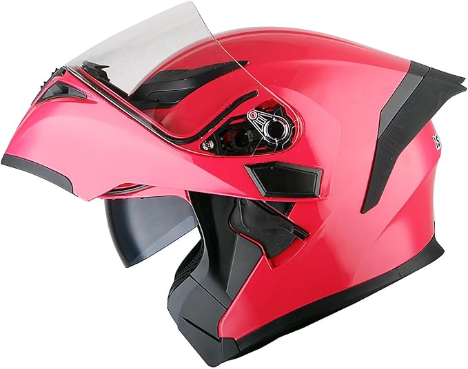 1Storm Motorcycle Modular Full Face Helmet Flip up Dual Visor Sun Shield: HB89 Glossy Pink