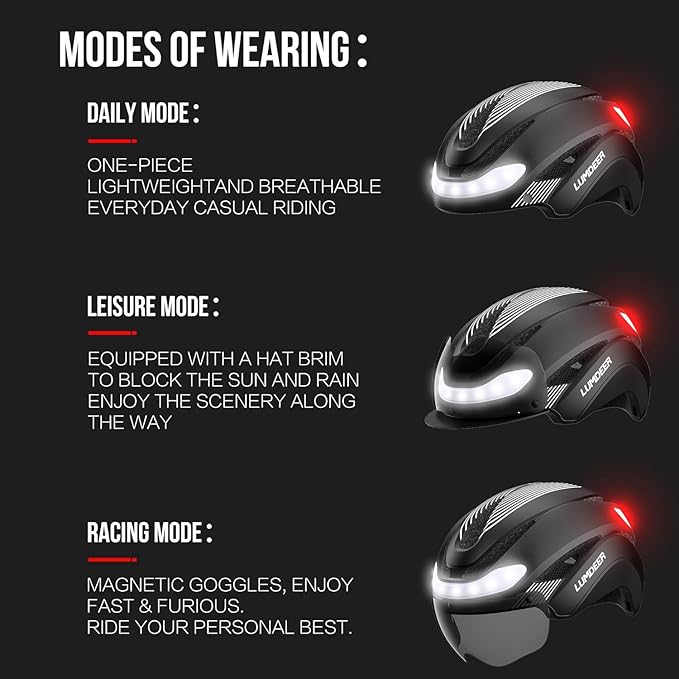 LUMDEER Smart E-bike Helmet with Remote Controlled Turn Signals, Electric Scooter Helmet for Adults with Front & Rear LED Lights, Bike Helmet with Photochromic Visor & Auto Brake Light for Men & Women