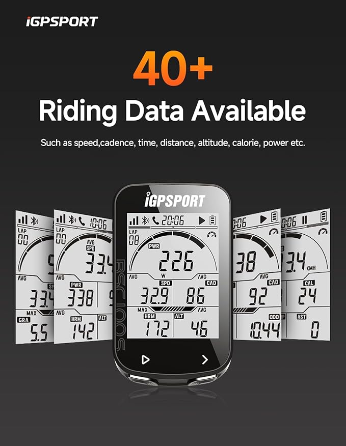 iGPSPORT BSC100S GPS Bike Computer Wireless, 2.6'' LCD Display 40H Rechargeable Waterproof Cycling Computer Bluetooth ANT+