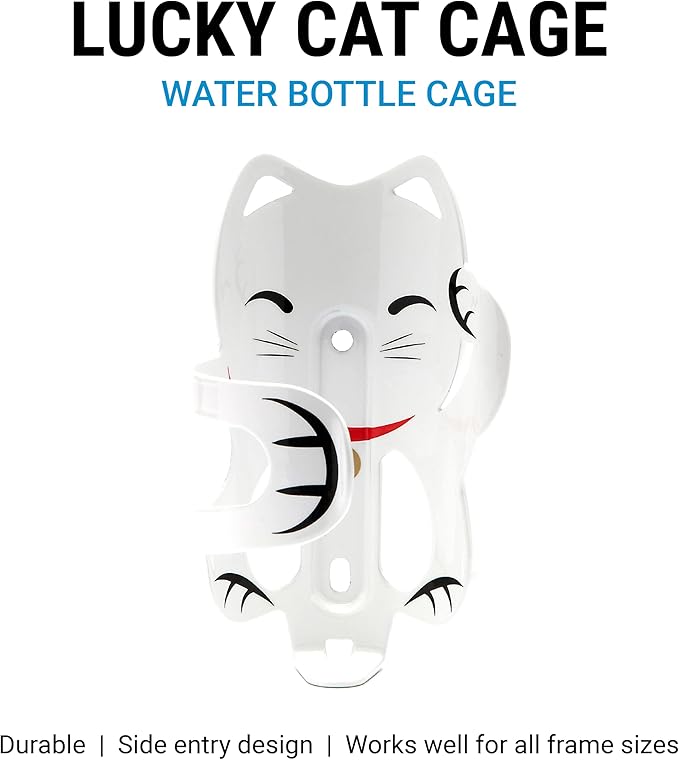 Portland Design Works Water Bottle Cage - Lightweight Water Bottle Holder for Bikes, Lucky Cat Cage, White