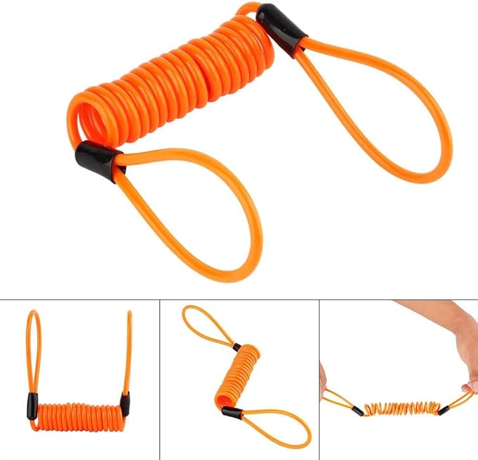 Reminder Cable,YOFUNTLE [2 Pack] Disc Lock Cable,Security Steel Wire Spring Reminder Rope for Scooter Motorcycle Motorbike Vehicle Baggage Helmet Lock,Antitheft Protection on Handlebar(Orange+Blue)