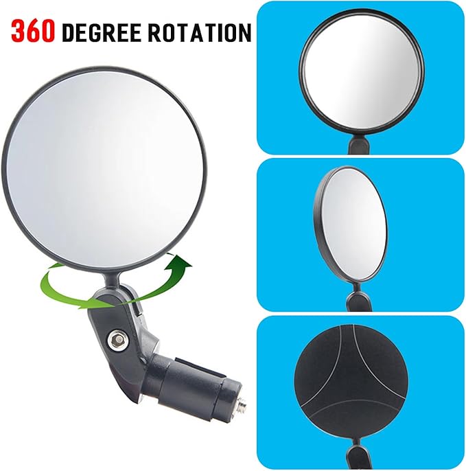 HIFROM Bike Mirror,Bicycle Rear View Mirror, Bike Bar End Mirror, HD Convex and 360 Degrees Rotatable Safe Rearview Bicycle Mirror Pack of 2