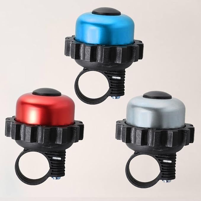 3pcs Rotating Bike Bell Horns, Loud Vintage Bicycle Bell Accessories with Red, Blue, Silver Colors for Cycling Outdoor Recreation