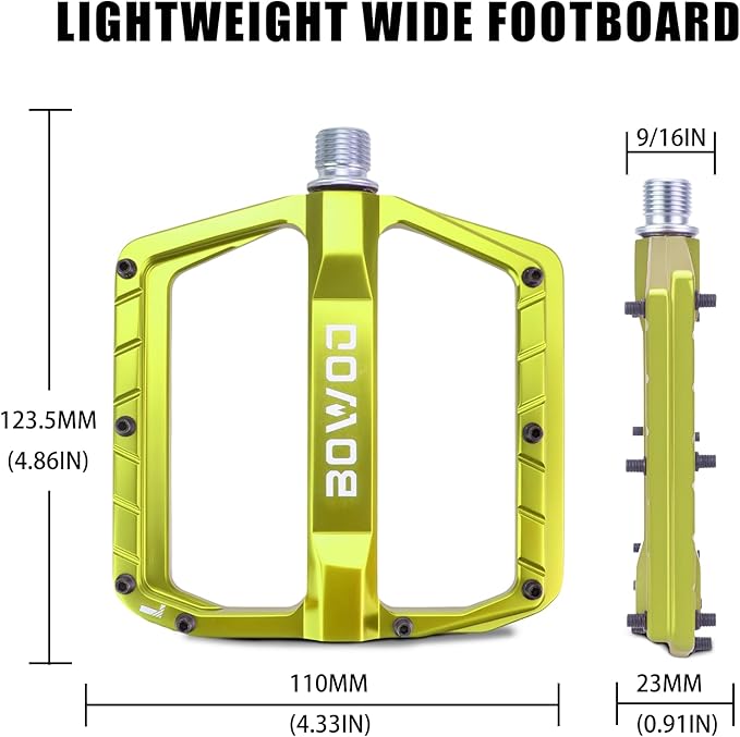 Bike Pedals 9/16" Lightweight Non-Slip Bicycle Platform Pedals - Fits Most Adult Bikes & Mountain Bikes &MTB, Road Bikes and Slip-Resistant Design