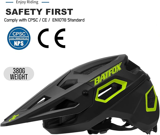 BATFOX Bike Helmet,Mountain Bike Helmet Helmets for Men Women Adults Youth