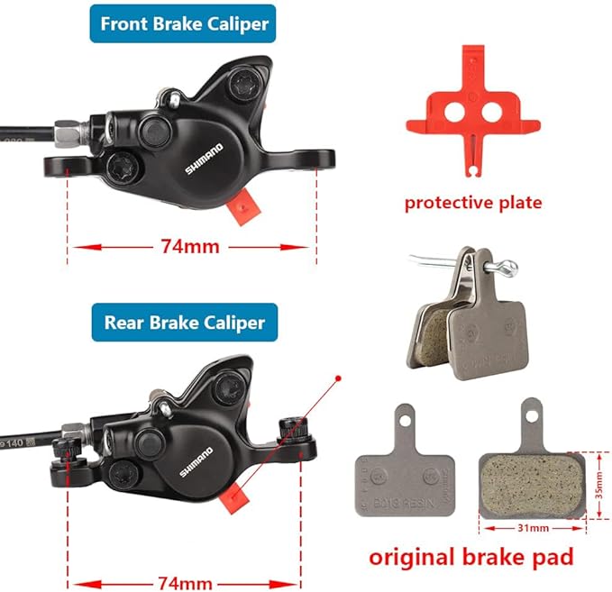 MT200 E-Bike Hydraulic Disc Brakes Set, New Upgrade 2-Pin 2-Piston Ebike Hydraulic Brakes Set with 160/180mm Rotors, Pre-Bled with Mineral Oil Electric Bike Hydraulic Brakes
