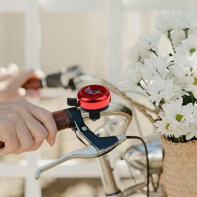 WIRESTER Red Aluminum Round Bike Bell, Classic Ring Bicycle Bell, Bike Accessories Bell Ring for Adults Kids Girls Boys