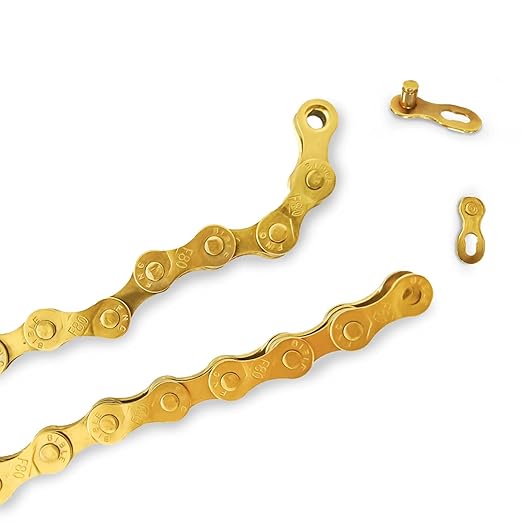 Gold Bike Chain 10 Speed Bike Chain,1/2 x 11/128 Inch,116 Links, Alloy Steel,Triple Strand,Suitable for Mountain Bike Road Bike