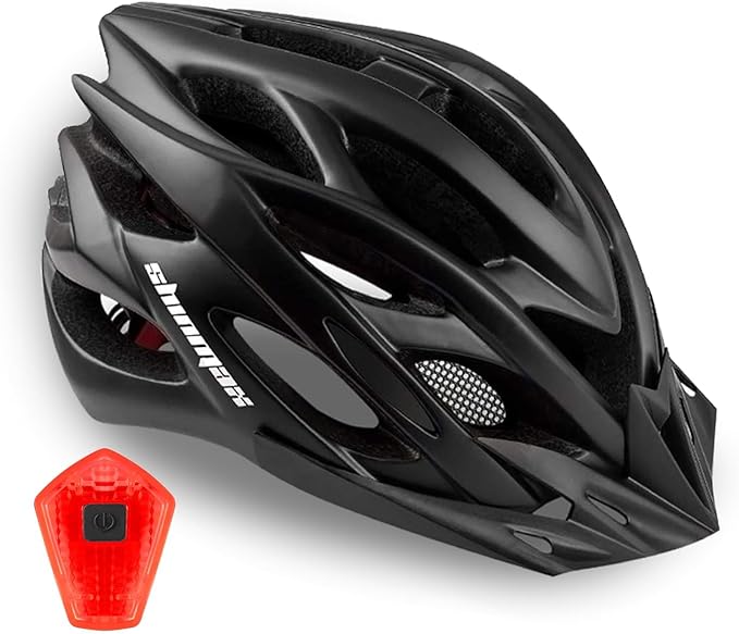 Bike Helmet Men Women, Shinmax Bicycle Helmet with Rear Light and Detachable Visor