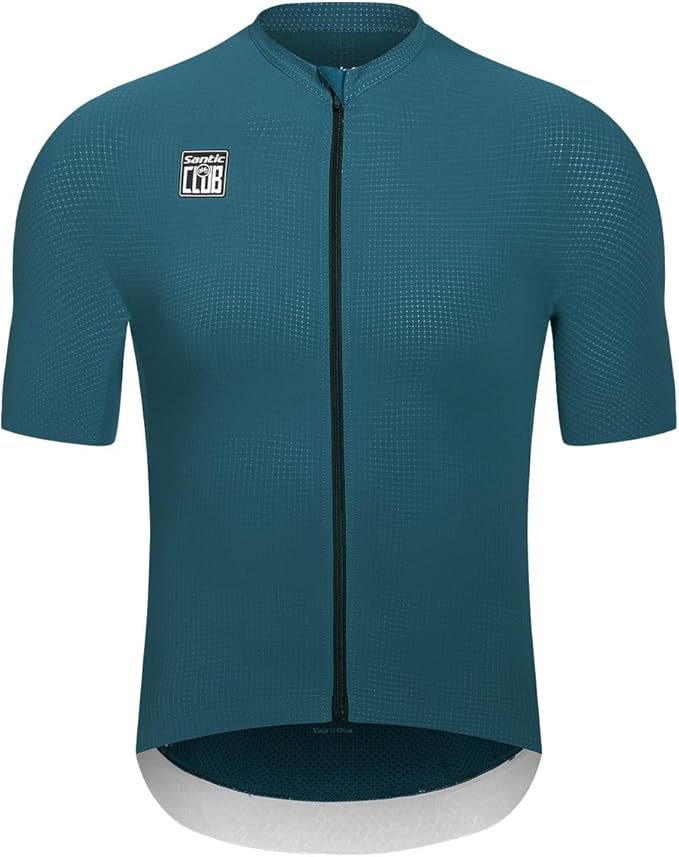 Santic Men's Cycling Jersey Short Sleeve Tops Pro Road Bike Shirt Full Zipper UPF 50+ Bicycle Jersey with Pockets