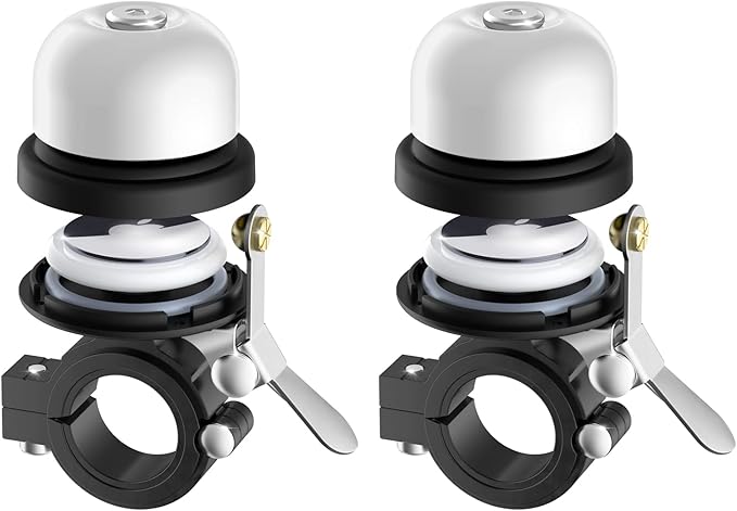 Bicycle Bell for Apple AirTag, Stouchi AirTag Bike Mount GPS Tracker Waterproof Classic Brass Holder Hides Air Tag Under Bike Bell Anti-Theft 2 Sizes for Choice