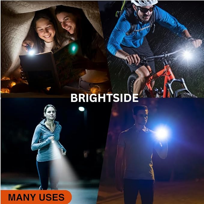 Brightside Bike Helmet Light. 360 Degree 3 in 1 Bright Safety Light for All Cyclists. Dual Front & Rear. 43 Hour Runtime. Easy Fitting to Most Helmets. 7 Modes, Waterproof & Rechargeable
