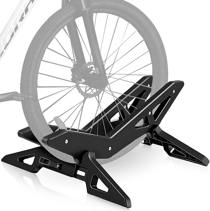 Adjustable Bike Floor Stand for 16"–29" Mountain & Road Bicycles, Foldable and Portable, Ideal for Indoor & Outdoor Garage Storage (Black)